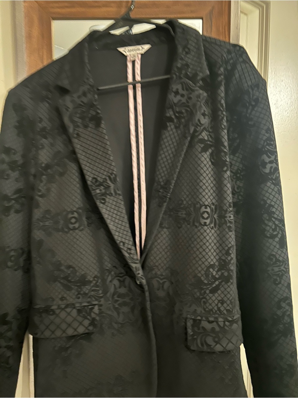 Nanette Lepore Black Damask Jacquard Blazer